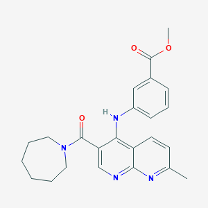 molecular formula C24H26N4O3 B2521530 Methyl 3-{[3-(azepan-1-ylcarbonyl)-7-methyl-1,8-naphthyridin-4-yl]amino}benzoate CAS No. 1251627-00-5