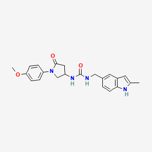 molecular formula C22H24N4O3 B2521539 1-(1-(4-甲氧基苯基)-5-氧代吡咯烷-3-基)-3-((2-甲基-1H-吲哚-5-基)甲基)尿素 CAS No. 894032-92-9