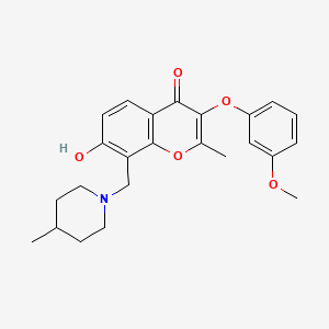 molecular formula C24H27NO5 B2521551 7-羟基-3-(3-甲氧基苯氧基)-2-甲基-8-[(4-甲基哌啶-1-基)甲基]-4H-色满-4-酮 CAS No. 845666-55-9