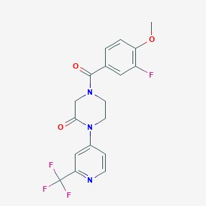 molecular formula C18H15F4N3O3 B2521552 4-(3-Fluoro-4-methoxybenzoyl)-1-[2-(trifluoromethyl)pyridin-4-yl]piperazin-2-one CAS No. 2380083-39-4