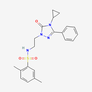 molecular formula C21H24N4O3S B2521571 N-(2-(4-cyclopropyl-5-oxo-3-phenyl-4,5-dihydro-1H-1,2,4-triazol-1-yl)ethyl)-2,5-dimethylbenzenesulfonamide CAS No. 2177449-90-8