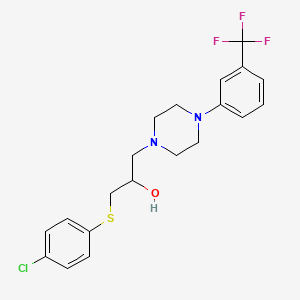molecular formula C20H22ClF3N2OS B2521580 1-[(4-氯苯基)硫代]-3-{4-[3-(三氟甲基)苯基]哌嗪基}-2-丙醇 CAS No. 338422-14-3