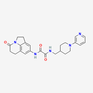 molecular formula C24H27N5O3 B2521593 N1-(4-oxo-2,4,5,6-tetrahydro-1H-pyrrolo[3,2,1-ij]quinolin-8-yl)-N2-((1-(pyridin-3-yl)piperidin-4-yl)methyl)oxalamide CAS No. 2034257-82-2