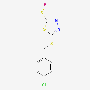 molecular formula C9H6ClKN2S3 B2521599 Potassium (5-{[(4-chlorophenyl)methyl]sulfanyl}-1,3,4-thiadiazol-2-yl)sulfanide CAS No. 1011405-07-4
