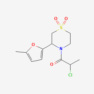 molecular formula C12H16ClNO4S B2521600 2-Chloro-1-[3-(5-methylfuran-2-yl)-1,1-dioxo-1,4-thiazinan-4-yl]propan-1-one CAS No. 2411288-94-1
