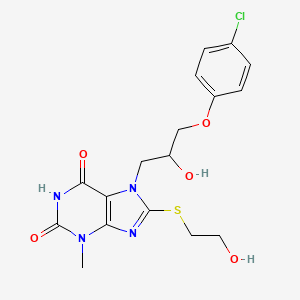 molecular formula C17H19ClN4O5S B2521601 7-(3-(4-chlorophenoxy)-2-hydroxypropyl)-8-((2-hydroxyethyl)thio)-3-methyl-1H-purine-2,6(3H,7H)-dione CAS No. 303228-44-6