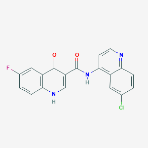 molecular formula C19H11ClFN3O2 B2521602 N-(6-氯喹啉-4-基)-6-氟-4-羟基喹啉-3-甲酰胺 CAS No. 955315-66-9