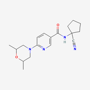 molecular formula C18H24N4O2 B2521605 N-(1-Cyanocyclopentyl)-6-(2,6-dimethylmorpholin-4-yl)pyridine-3-carboxamide CAS No. 2127295-30-9