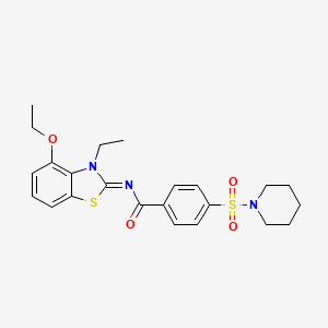 molecular formula C23H27N3O4S2 B2521606 N-(4-ethoxy-3-ethyl-1,3-benzothiazol-2-ylidene)-4-piperidin-1-ylsulfonylbenzamide CAS No. 533868-91-6