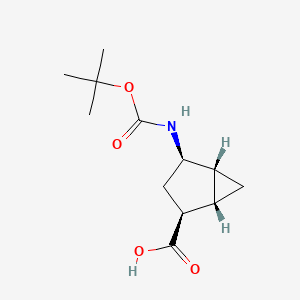 molecular formula C12H19NO4 B2521607 (1S,2S,4R,5R)-4-[(2-Methylpropan-2-yl)oxycarbonylamino]bicyclo[3.1.0]hexane-2-carboxylic acid CAS No. 2137998-95-7