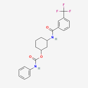 3-(3-(Trifluoromethyl)benzamido)cyclohexyl phenylcarbamate