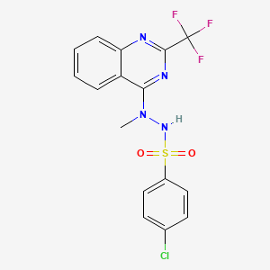 molecular formula C16H12ClF3N4O2S B2521624 4-氯-N'-甲基-N'-(2-(三氟甲基)-4-喹唑啉基)苯磺酰肼 CAS No. 320421-96-3
