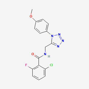 molecular formula C16H13ClFN5O2 B2521649 2-chloro-6-fluoro-N-((1-(4-methoxyphenyl)-1H-tetrazol-5-yl)methyl)benzamide CAS No. 897614-73-2