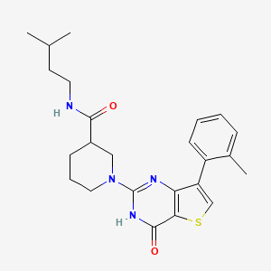 molecular formula C24H30N4O2S B2521655 N-(3-methylbutyl)-1-[7-(2-methylphenyl)-4-oxo-3,4-dihydrothieno[3,2-d]pyrimidin-2-yl]piperidine-3-carboxamide CAS No. 1242901-75-2