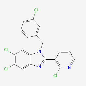 molecular formula C19H11Cl4N3 B2521667 5,6-dichloro-1-(3-chlorobenzyl)-2-(2-chloro-3-pyridinyl)-1H-1,3-benzimidazole CAS No. 337920-69-1