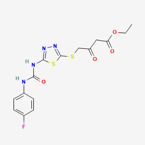 Ethyl 4-[[5-[(4-fluorophenyl)carbamoylamino]-1,3,4-thiadiazol-2-yl]sulfanyl]-3-oxobutanoate