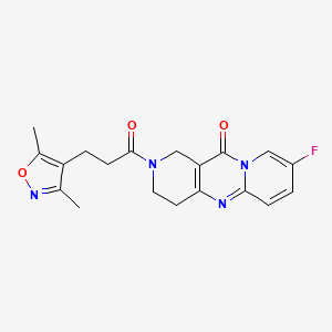 molecular formula C19H19FN4O3 B2521679 2-(3-(3,5-dimethylisoxazol-4-yl)propanoyl)-8-fluoro-3,4-dihydro-1H-dipyrido[1,2-a:4',3'-d]pyrimidin-11(2H)-one CAS No. 2034533-21-4