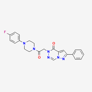 molecular formula C23H21FN6O2 B2521684 5-{2-[4-(4-fluorophenyl)piperazin-1-yl]-2-oxoethyl}-2-phenylpyrazolo[1,5-d][1,2,4]triazin-4(5H)-one CAS No. 1021020-51-8