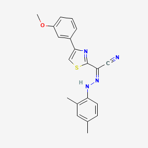 molecular formula C20H18N4OS B2521693 (Z)-N'-(2,4-dimethylphenyl)-4-(3-methoxyphenyl)thiazole-2-carbohydrazonoyl cyanide CAS No. 477285-65-7