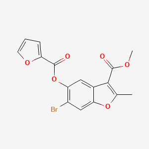 molecular formula C16H11BrO6 B2521708 Methyl 6-bromo-5-(furan-2-carbonyloxy)-2-methyl-1-benzofuran-3-carboxylate CAS No. 308295-28-5