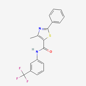 molecular formula C18H13F3N2OS B2521710 4-methyl-2-phenyl-N-[3-(trifluoromethyl)phenyl]-1,3-thiazole-5-carboxamide CAS No. 38769-47-0