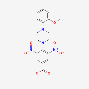 molecular formula C19H20N4O7 B2521724 Methyl 4-[4-(2-methoxyphenyl)piperazin-1-yl]-3,5-dinitrobenzoate CAS No. 312284-93-8
