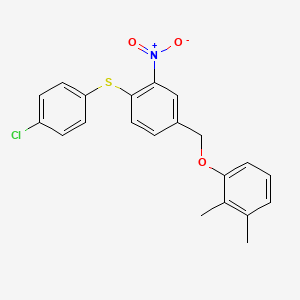 molecular formula C21H18ClNO3S B2521732 1-({4-[(4-Chlorophenyl)sulfanyl]-3-nitrobenzyl}oxy)-2,3-dimethylbenzene CAS No. 477869-52-6