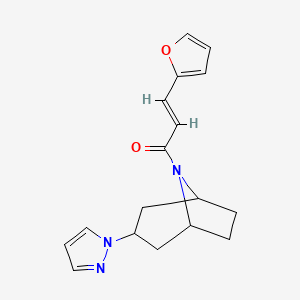 molecular formula C17H19N3O2 B2521743 (E)-1-((1R,5S)-3-(1H-pyrazol-1-yl)-8-azabicyclo[3.2.1]octan-8-yl)-3-(furan-2-yl)prop-2-en-1-one CAS No. 2321335-95-7