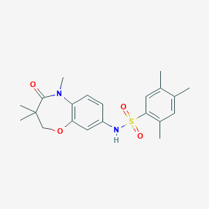 molecular formula C21H26N2O4S B2521745 2,4,5-三甲基-N-(3,3,5-三甲基-4-氧代-2,3,4,5-四氢苯并[b][1,4]恶杂环-8-基)苯磺酰胺 CAS No. 922093-31-0