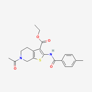 molecular formula C20H22N2O4S B2521747 Ethyl 6-acetyl-2-(4-methylbenzamido)-4,5,6,7-tetrahydrothieno[2,3-c]pyridine-3-carboxylate CAS No. 921133-45-1