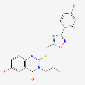 molecular formula C20H16BrFN4O2S B2521749 2-(((3-(4-bromophenyl)-1,2,4-oxadiazol-5-yl)methyl)thio)-6-fluoro-3-propylquinazolin-4(3H)-one CAS No. 2309613-74-7