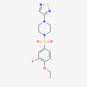 molecular formula C14H17FN4O3S2 B2521751 1-(4-Ethoxy-3-fluorobenzenesulfonyl)-4-(1,2,5-thiadiazol-3-yl)piperazine CAS No. 2097863-28-8