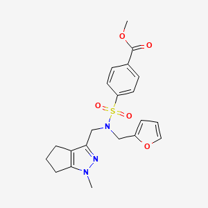 molecular formula C21H23N3O5S B2521753 methyl 4-(N-(furan-2-ylmethyl)-N-((1-methyl-1,4,5,6-tetrahydrocyclopenta[c]pyrazol-3-yl)methyl)sulfamoyl)benzoate CAS No. 1795305-07-5