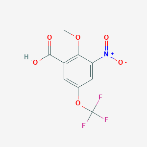 molecular formula C9H6F3NO6 B2521755 2-Methoxy-3-nitro-5-(trifluoromethoxy)benzoic acid CAS No. 2270906-37-9