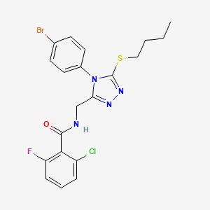 molecular formula C20H19BrClFN4OS B2521756 N-((4-(4-bromophenyl)-5-(butylthio)-4H-1,2,4-triazol-3-yl)methyl)-2-chloro-6-fluorobenzamide CAS No. 391933-32-7