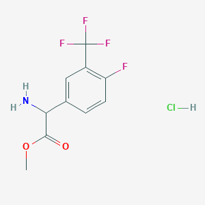 molecular formula C10H10ClF4NO2 B2521757 2-氨基-2-[4-氟-3-(三氟甲基)苯基]乙酸甲酯；盐酸盐 CAS No. 2567495-42-3