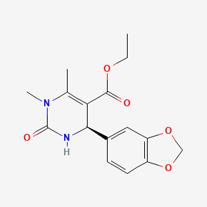 ethyl (6R)-6-(1,3-benzodioxol-5-yl)-3,4-dimethyl-2-oxo-1,6-dihydropyrimidine-5-carboxylate