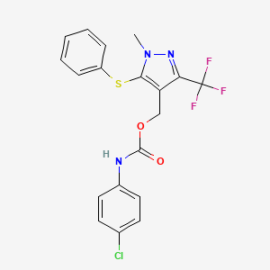 [1-methyl-5-(phenylsulfanyl)-3-(trifluoromethyl)-1H-pyrazol-4-yl]methyl N-(4-chlorophenyl)carbamate