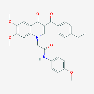 molecular formula C29H28N2O6 B2521776 2-[3-(4-ethylbenzoyl)-6,7-dimethoxy-4-oxoquinolin-1-yl]-N-(4-methoxyphenyl)acetamide CAS No. 866590-06-9