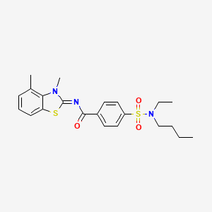 molecular formula C22H27N3O3S2 B2521779 4-[丁基(乙基)磺酰胺基]-N-(3,4-二甲基-1,3-苯并噻唑-2-亚甲基)苯甲酰胺 CAS No. 850911-05-6