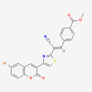 molecular formula C23H13BrN2O4S B2521793 (E)-4-(2-(4-(6-溴-2-氧代-2H-色烯-3-基)噻唑-2-基)-2-氰基乙烯基)苯甲酸甲酯 CAS No. 683250-12-6