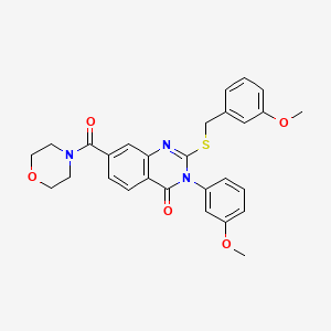 molecular formula C28H27N3O5S B2521796 2-((3-甲氧基苄基)硫代)-3-(3-甲氧基苯基)-7-(吗啉-4-羰基)喹唑啉-4(3H)-酮 CAS No. 1115526-05-0