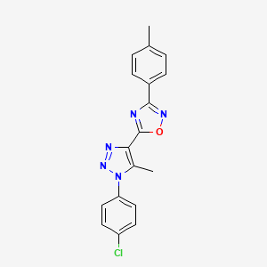 molecular formula C18H14ClN5O B2521798 5-[1-(4-氯苯基)-5-甲基-1H-1,2,3-三唑-4-基]-3-(4-甲基苯基)-1,2,4-恶二唑 CAS No. 895093-58-0