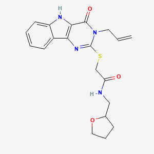 molecular formula C20H22N4O3S B2521800 2-((3-allyl-4-oxo-4,5-dihydro-3H-pyrimido[5,4-b]indol-2-yl)thio)-N-((tetrahydrofuran-2-yl)methyl)acetamide CAS No. 888449-20-5