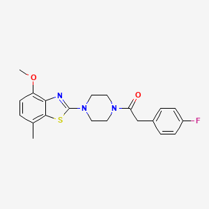 2-(4-Fluorophenyl)-1-(4-(4-methoxy-7-methylbenzo[d]thiazol-2-yl)piperazin-1-yl)ethanone