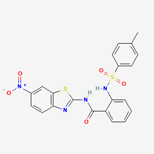 molecular formula C21H16N4O5S2 B2521838 2-[(4-methylphenyl)sulfonylamino]-N-(6-nitro-1,3-benzothiazol-2-yl)benzamide CAS No. 309925-21-1