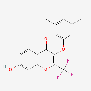 molecular formula C18H13F3O4 B2521852 3-(3,5-dimethylphenoxy)-7-hydroxy-2-(trifluoromethyl)-4H-chromen-4-one CAS No. 371115-78-5