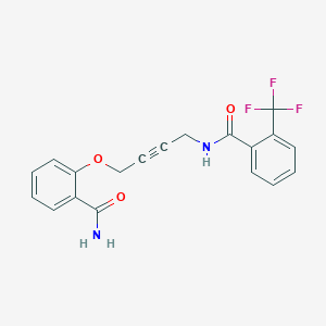 molecular formula C19H15F3N2O3 B2521867 N-(4-(2-氨基羰基苯氧基)丁-2-炔-1-基)-2-(三氟甲基)苯甲酰胺 CAS No. 1421517-15-8