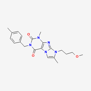 molecular formula C21H25N5O3 B2521868 8-(3-甲氧基丙基)-1,7-二甲基-3-(4-甲基苄基)-1H-咪唑并[2,1-f]嘌呤-2,4(3H,8H)-二酮 CAS No. 887465-99-8