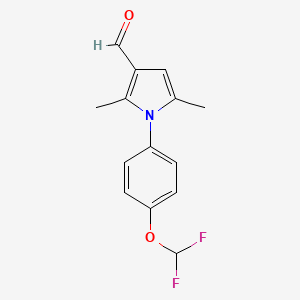 molecular formula C14H13F2NO2 B2521871 1-[4-(二氟甲氧基)苯基]-2,5-二甲基-1H-吡咯-3-甲醛 CAS No. 923749-90-0